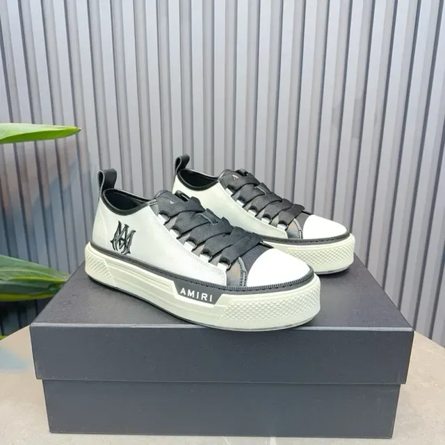 Amiri MA Court White Black Laceless Platform Lifestyle Sneakers 3