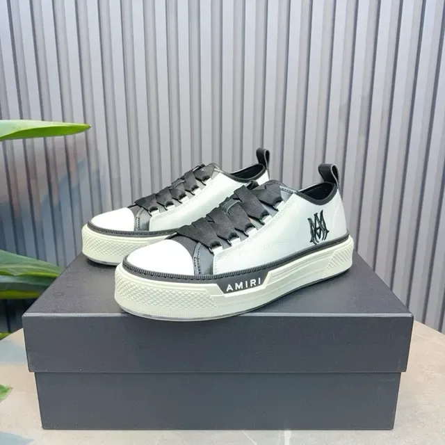 Amiri MA Court White Black Laceless Platform Lifestyle Sneakers 4