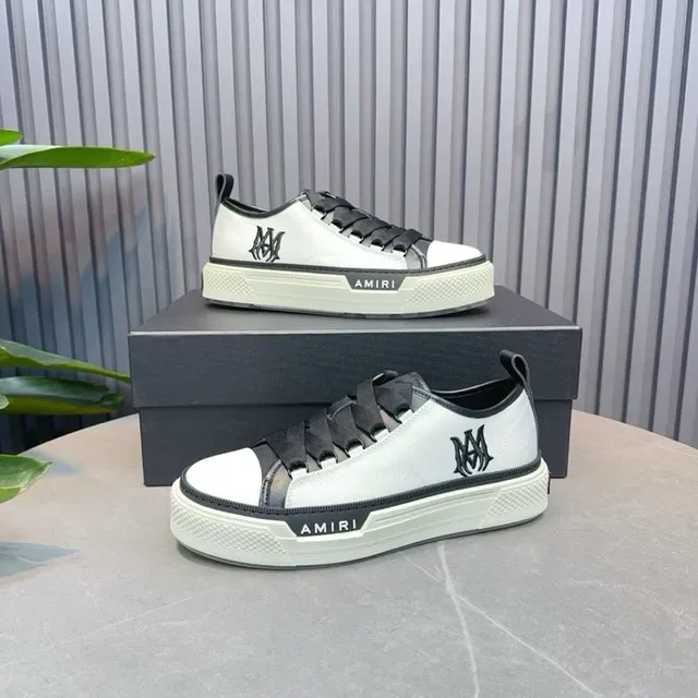 Amiri MA Court White Black Laceless Platform Lifestyle Sneakers 5