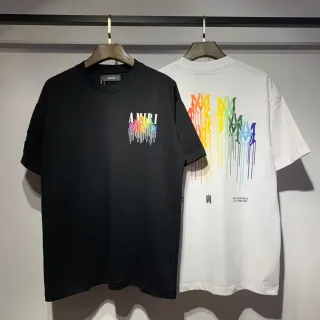 Amiri Rainbow Drip Logo Graphic T-Shirt