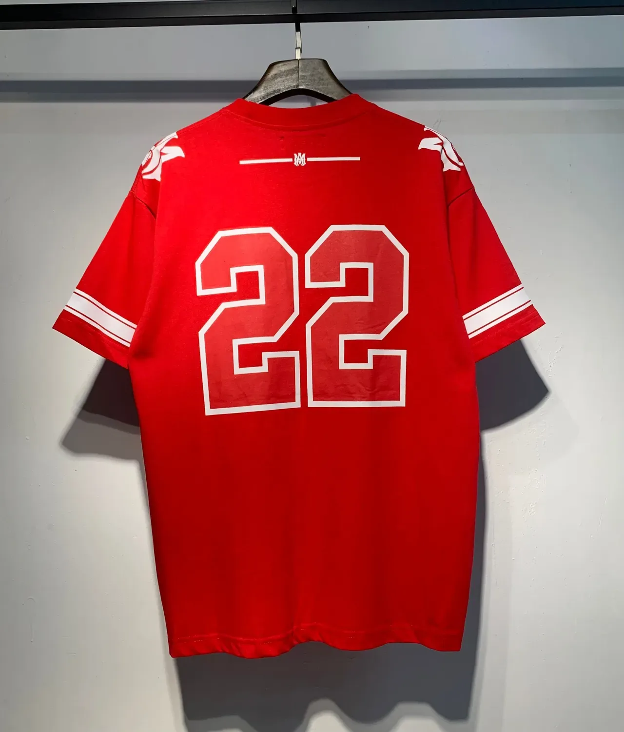 Amiri Rouge et Blanc Oversized Fit Manches Rayées Athlétiques Jersey 6