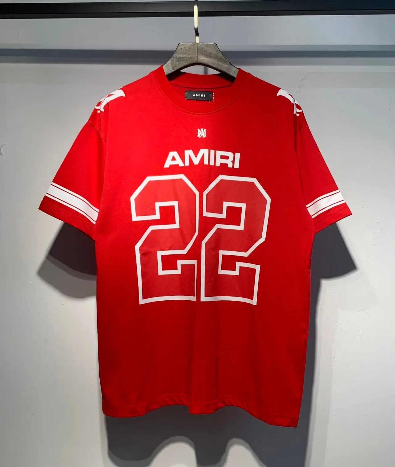 Amiri Rouge et Blanc Oversized Fit Manches Rayées Athlétiques Jersey 7