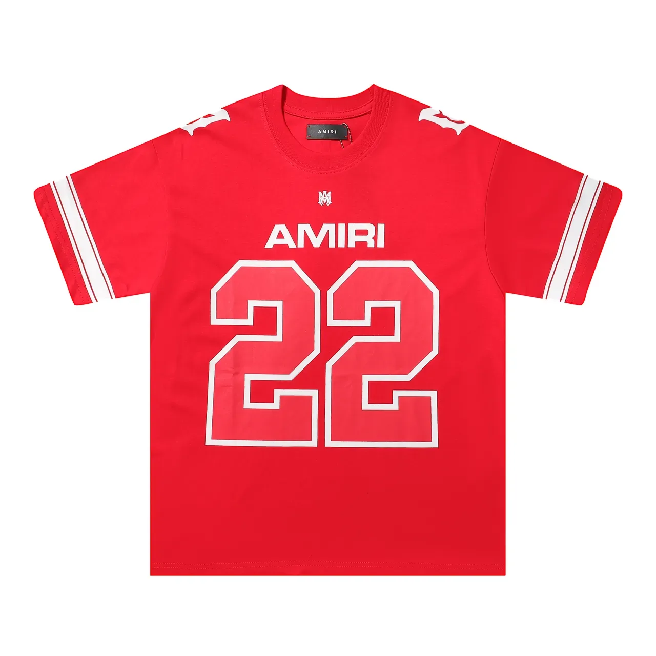 Amiri Rouge et Blanc Oversized Fit Manches Rayées Athlétiques Jersey 13