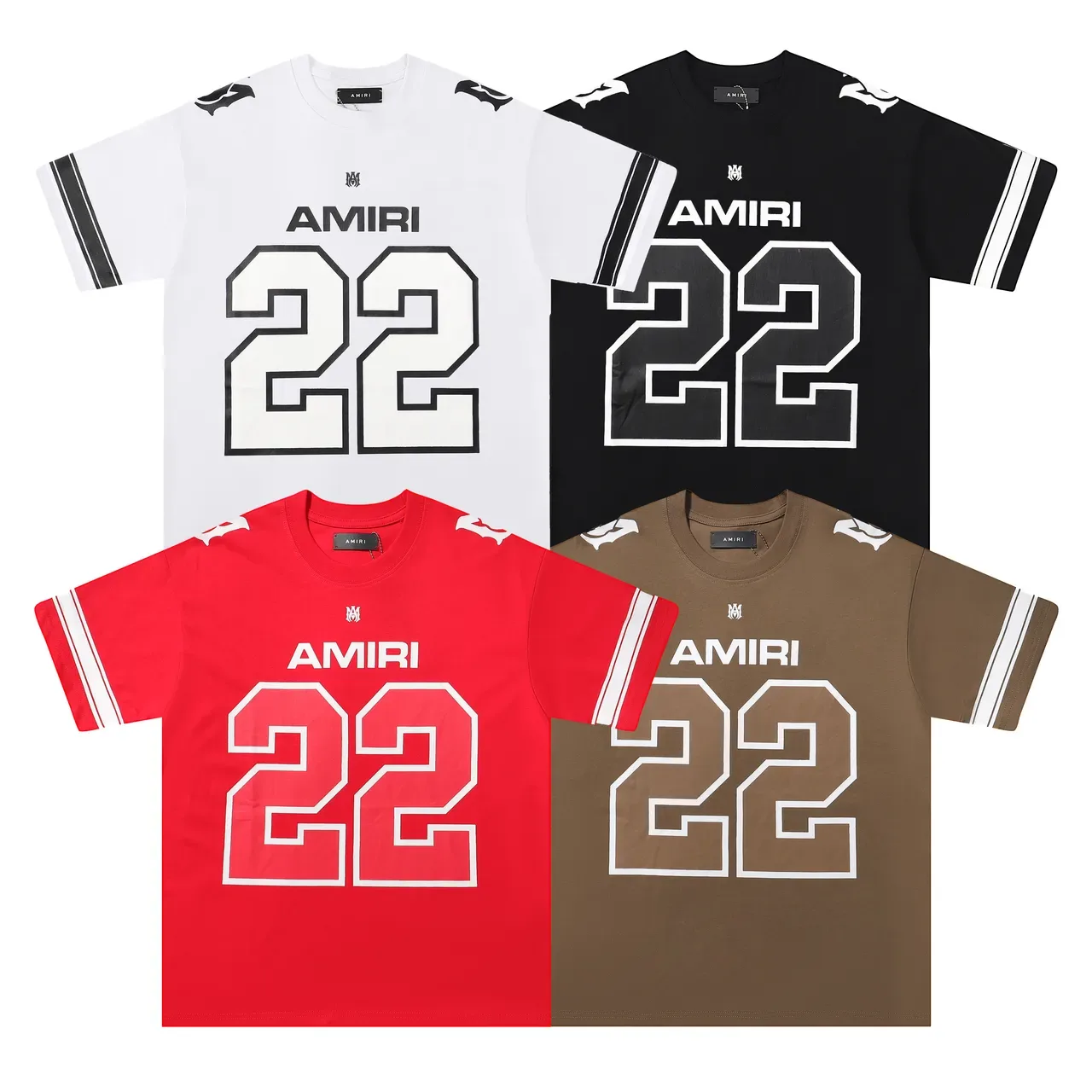 Amiri Rouge et Blanc Oversized Fit Manches Rayées Athlétiques Jersey 14