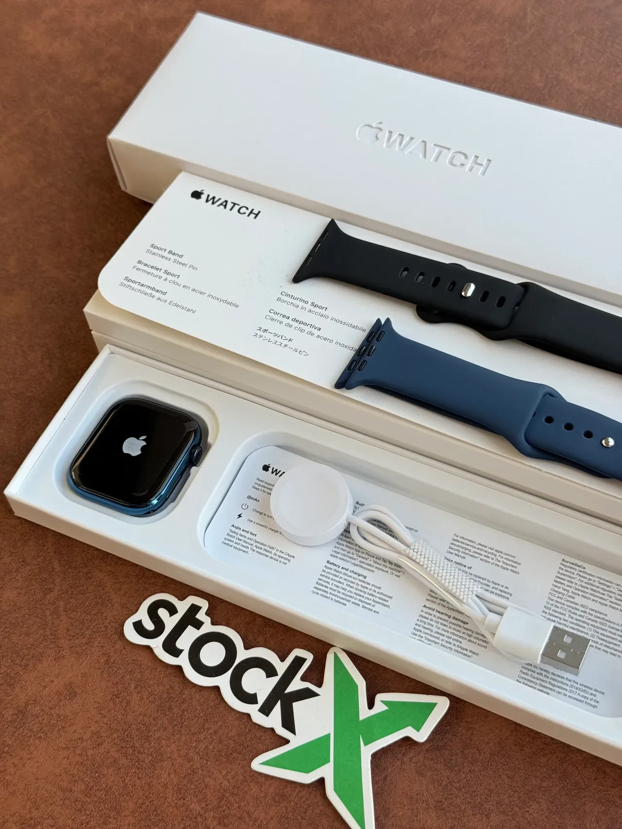 Apple Blue Black Square Case Flat Display Sports Watch 5