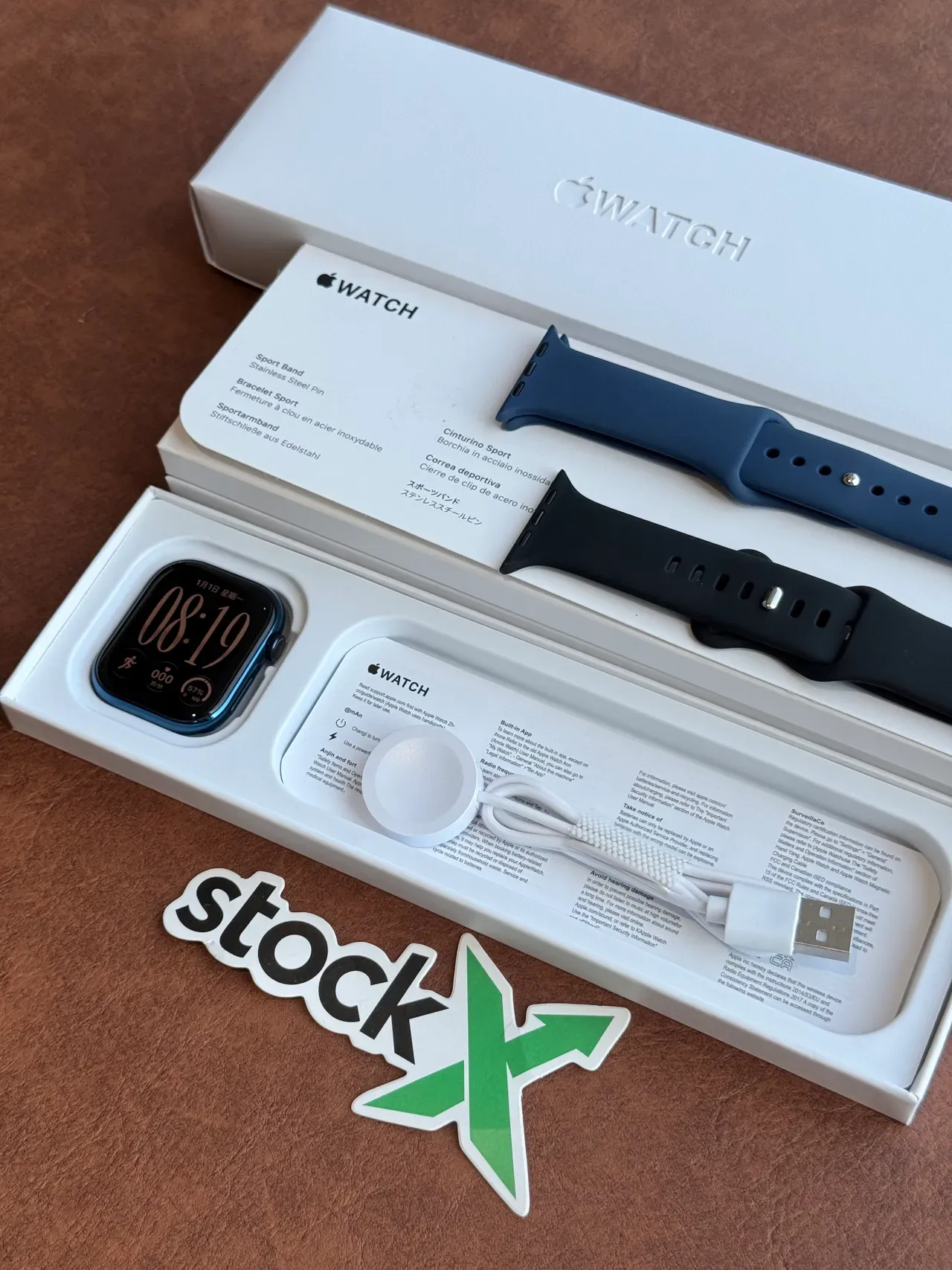 Apple Blue Black Square Case Flat Display Sports Watch 7
