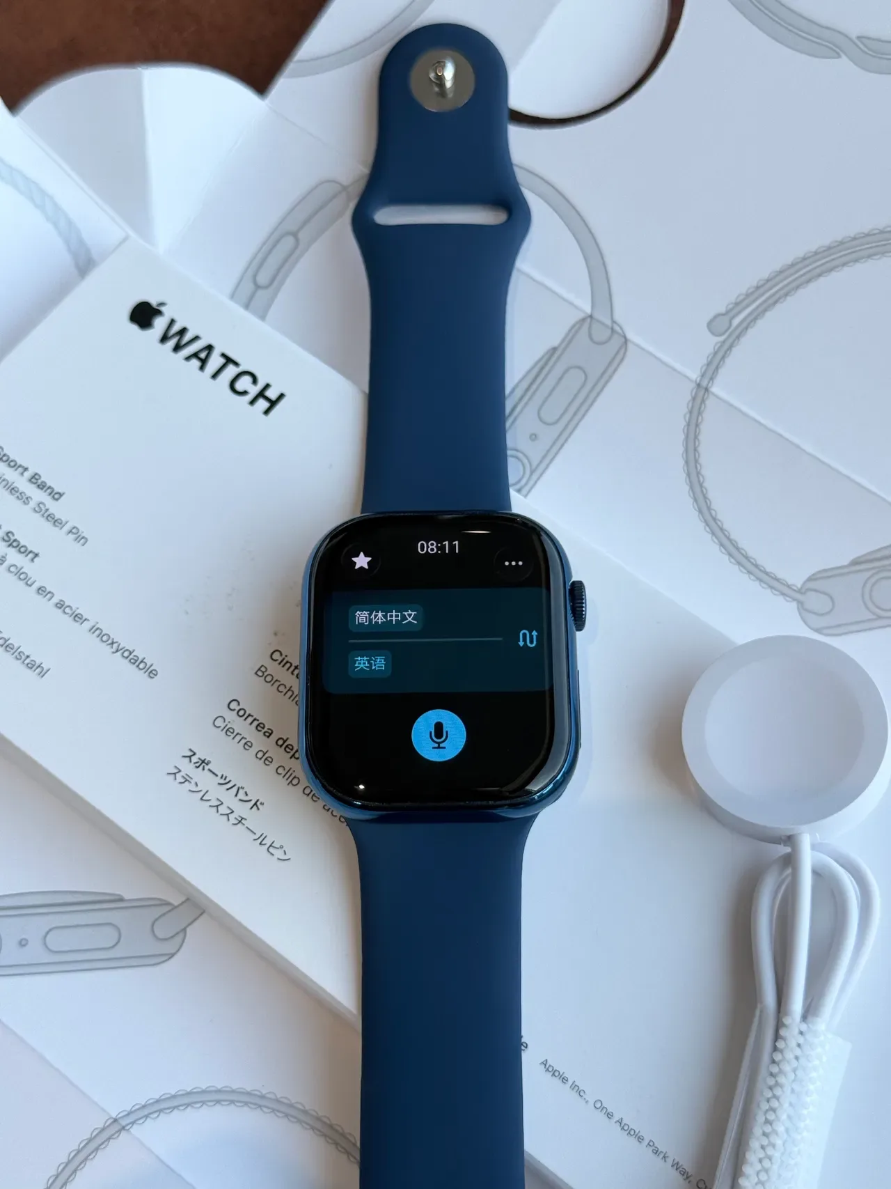 Apple Blue Black Square Case Flat Display Sports Watch 9
