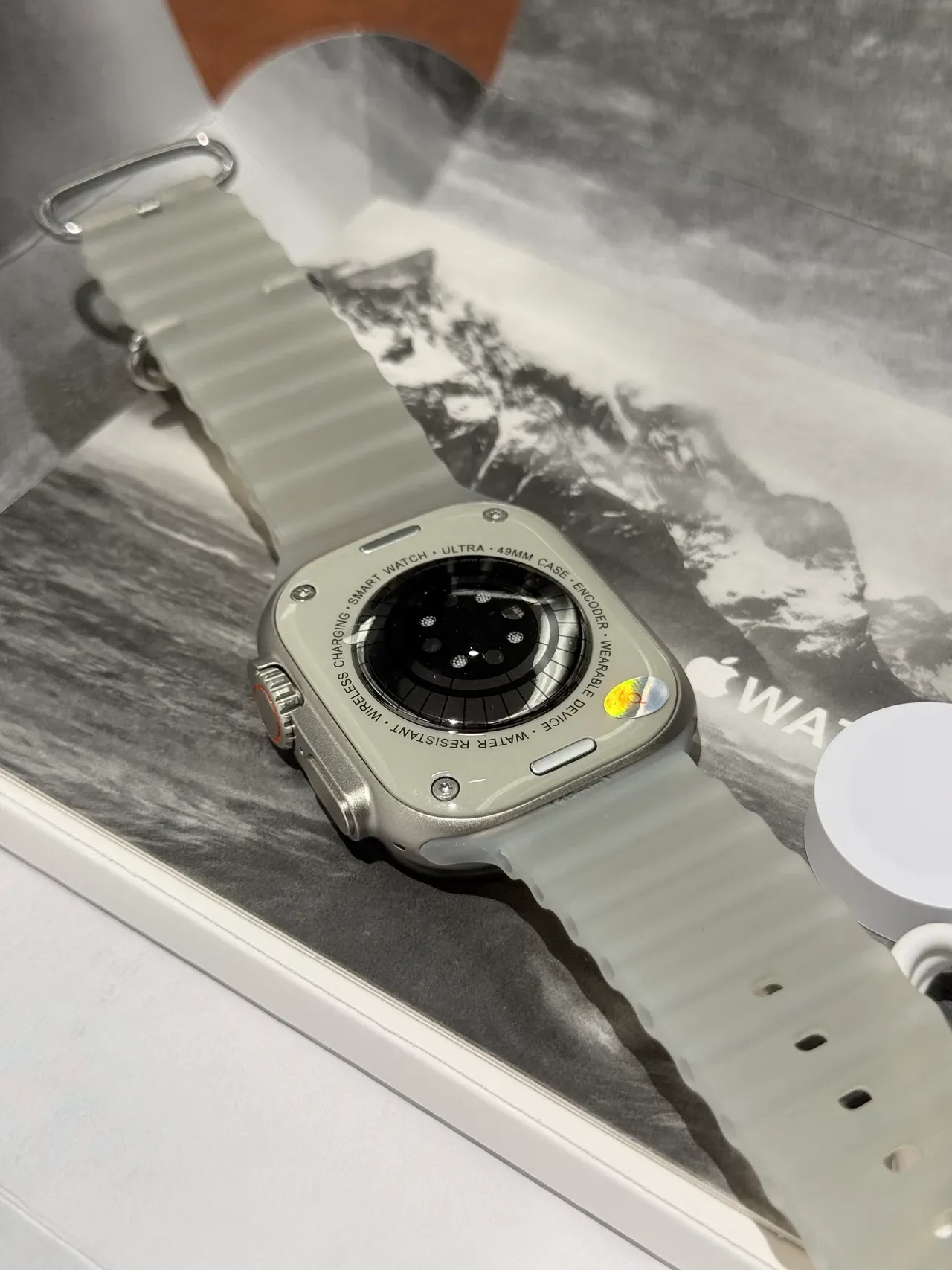 Apple Gray Orange Square Case Action Button Sports Watch 7
