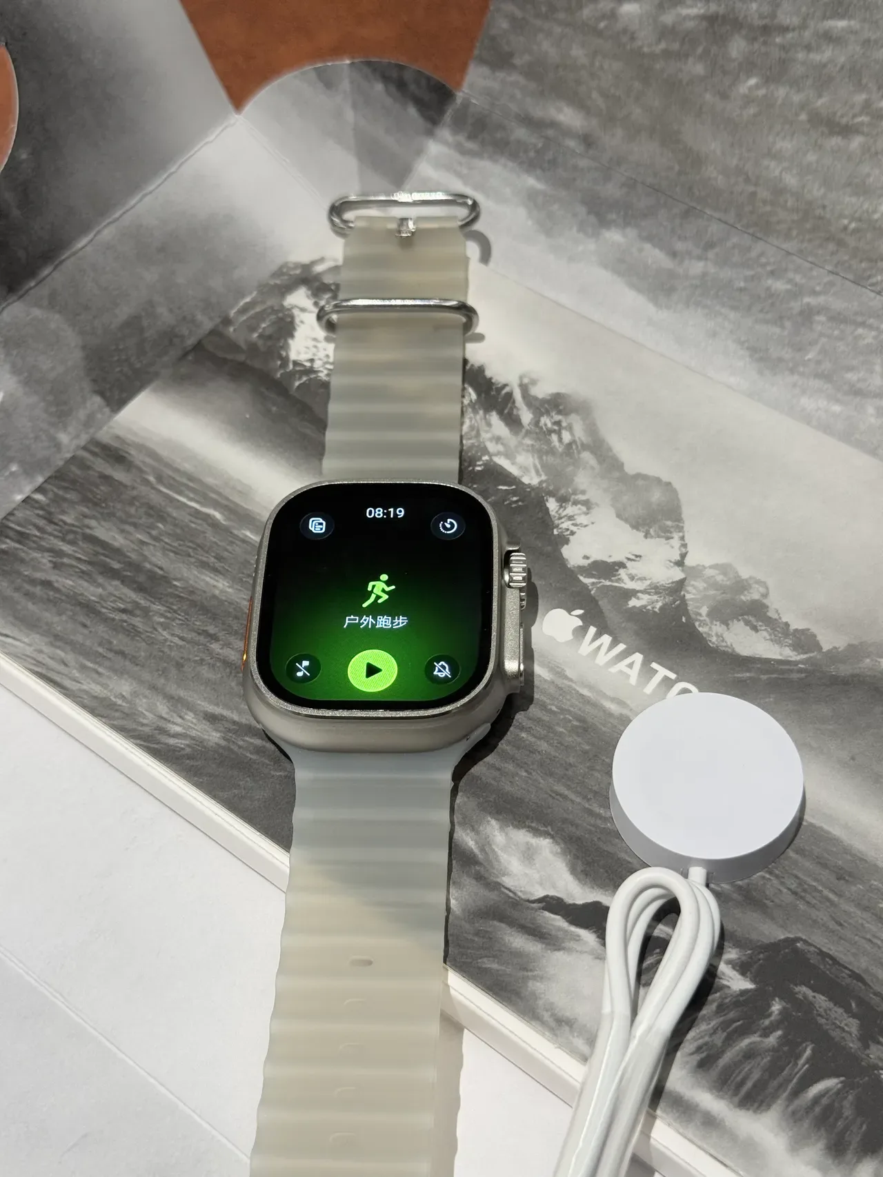 Apple Gray Orange Square Case Action Button Sports Watch 9