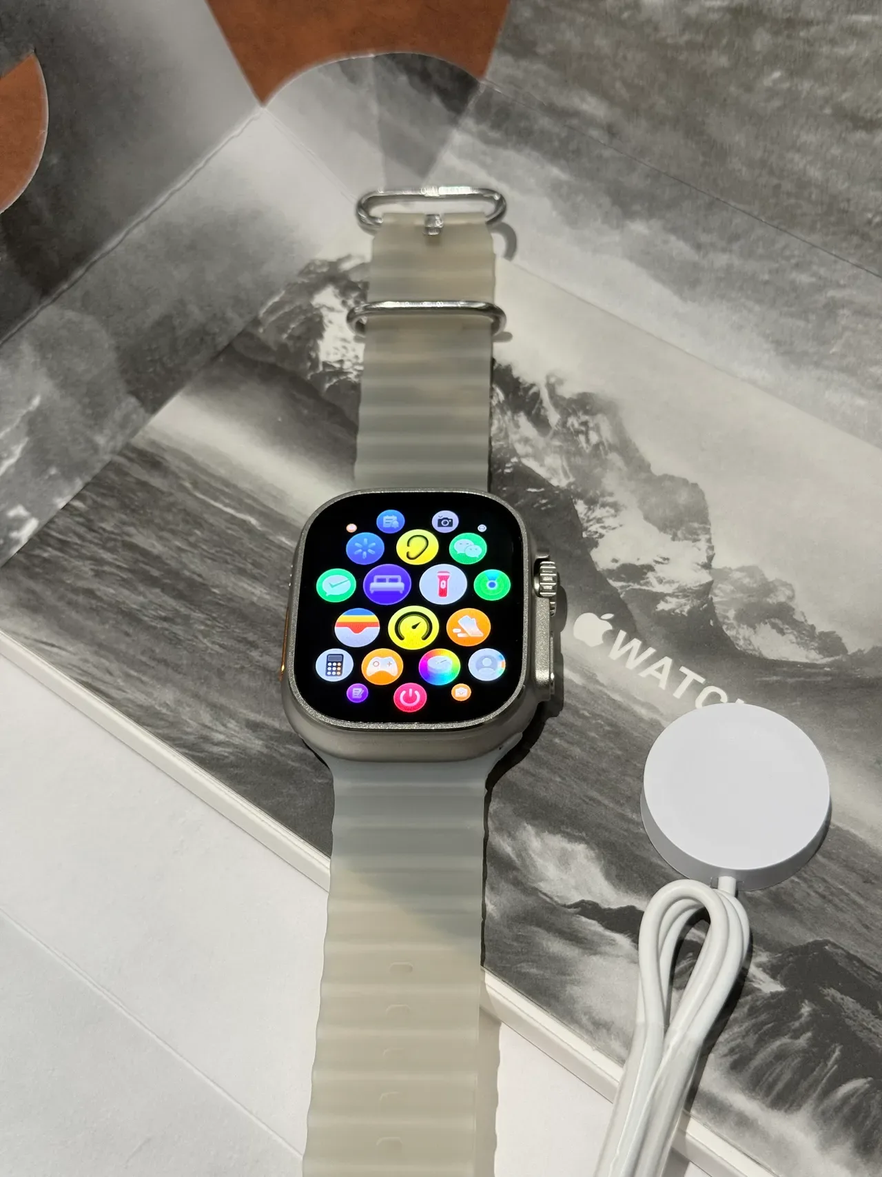 Apple Gray Orange Square Case Action Button Sports Watch 11