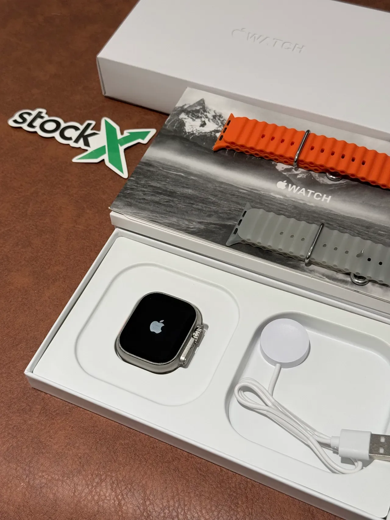 Apple Gray Orange Square Case Action Button Sports Watch 13