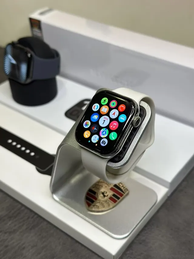 Apple ধূসর গোলাপী আয়তাকার অ্যালুমিনিয়াম কেস স্পোর্ট সিলিকন ব্যান্ডস স্পোর্টস ওয়াচ 9
