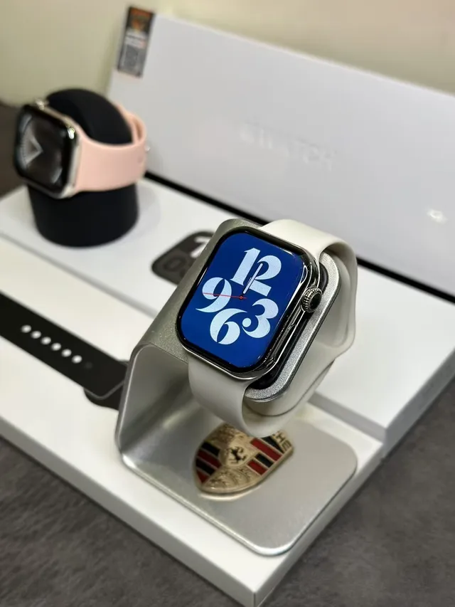 Apple ধূসর গোলাপী আয়তাকার অ্যালুমিনিয়াম কেস স্পোর্ট সিলিকন ব্যান্ডস স্পোর্টস ওয়াচ 12