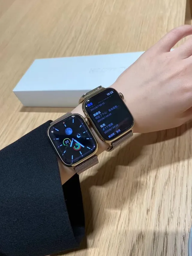 Apple ধূসর গোলাপী আয়তাকার অ্যালুমিনিয়াম কেস স্পোর্ট সিলিকন ব্যান্ডস স্পোর্টস ওয়াচ 14