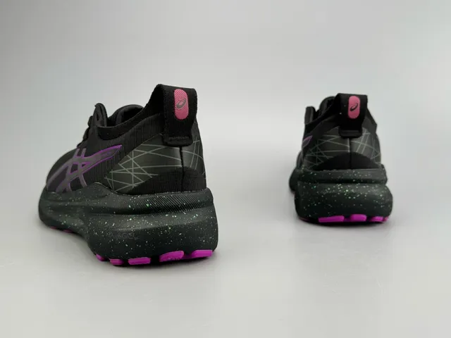 ASICS Gel-Kayano Black Purple Green-Speckled Running Shoes 5