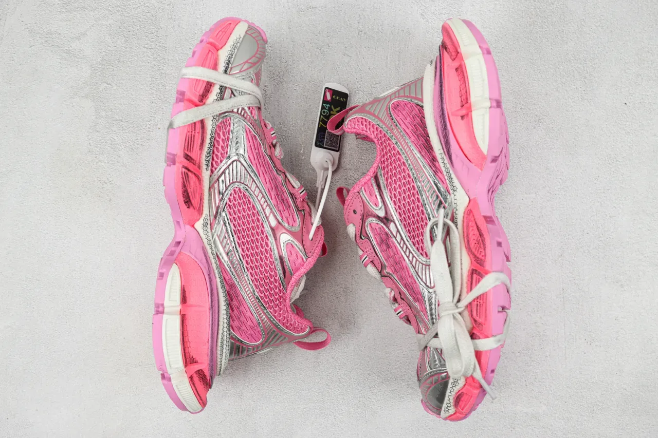 ASICS Pink Silver Mesh Upper Synthetic Overlays Chunky Sneakers 2