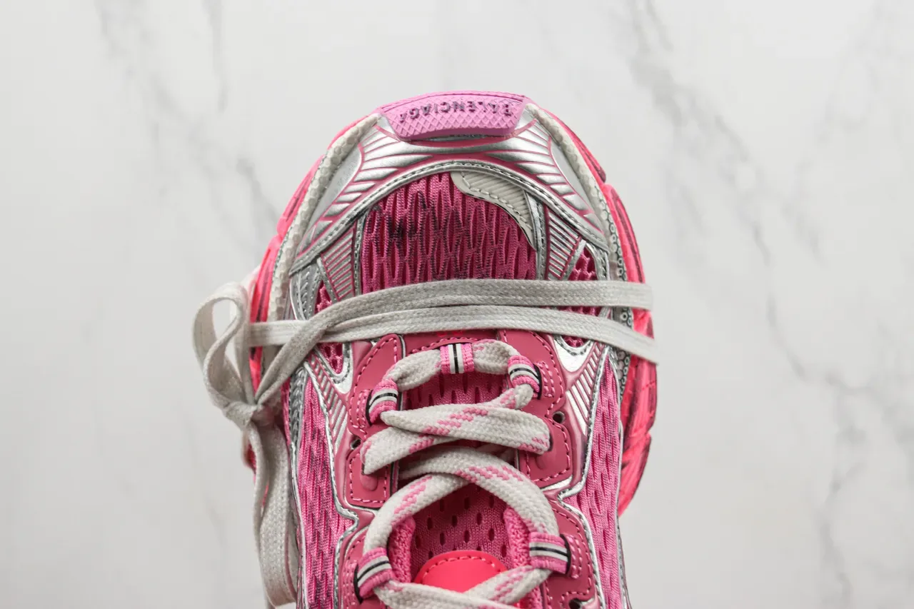 ASICS Pink Silver Mesh Upper Synthetic Overlays Chunky Sneakers 6