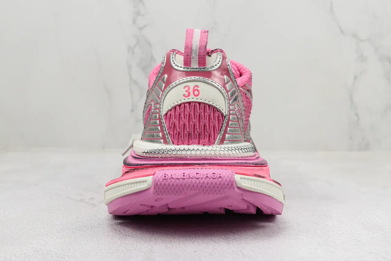 ASICS Pink Silver Mesh Upper Synthetic Overlays Chunky Sneakers 9