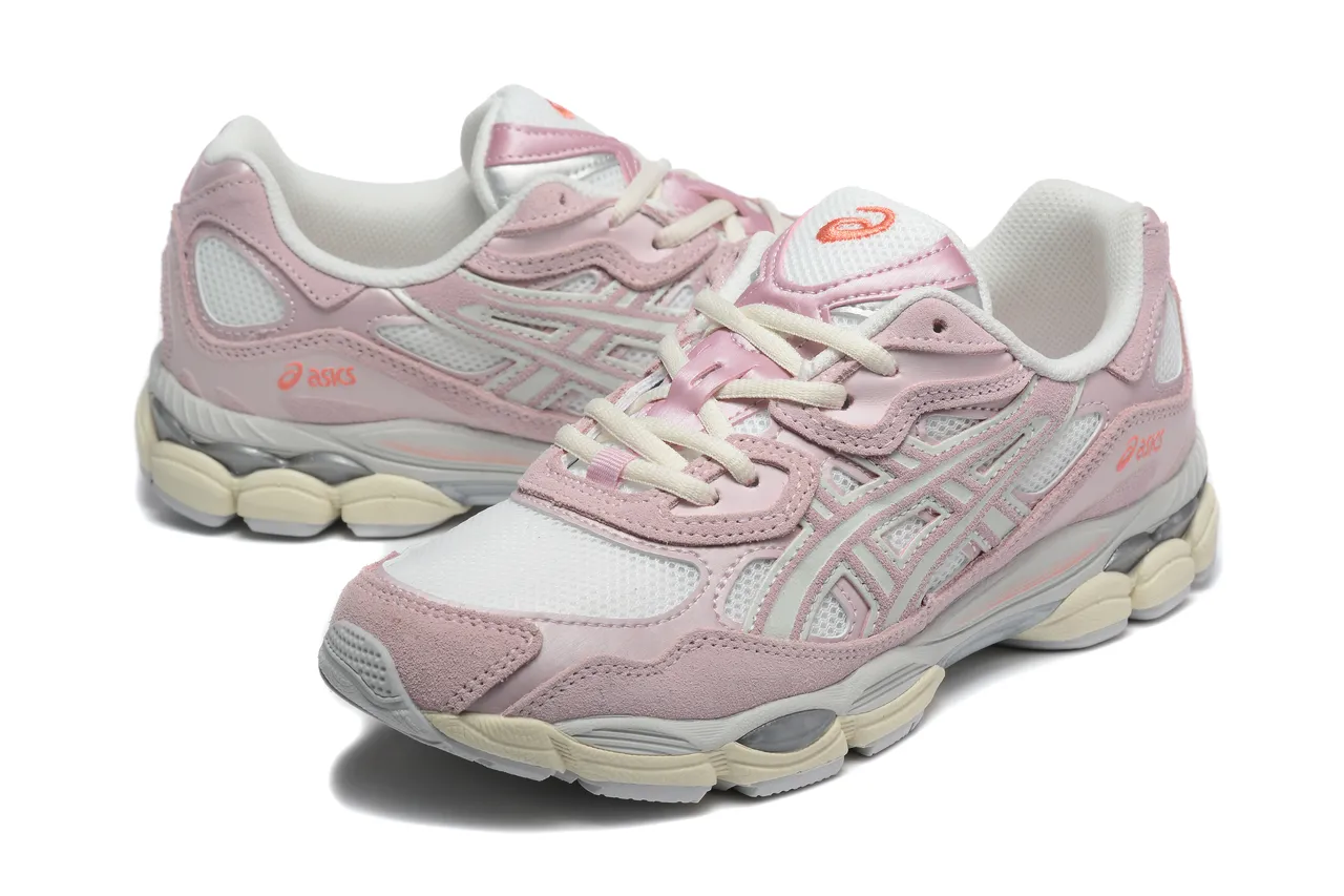 ASICS أحذية الجري وردي أبيض غام شبكة علوية طبقات تركيبية متداخلة 3
