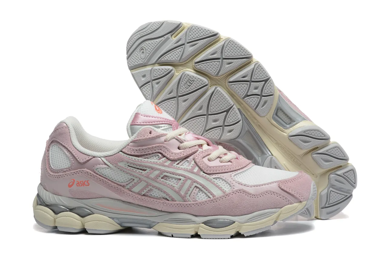 ASICS أحذية الجري وردي أبيض غام شبكة علوية طبقات تركيبية متداخلة 4