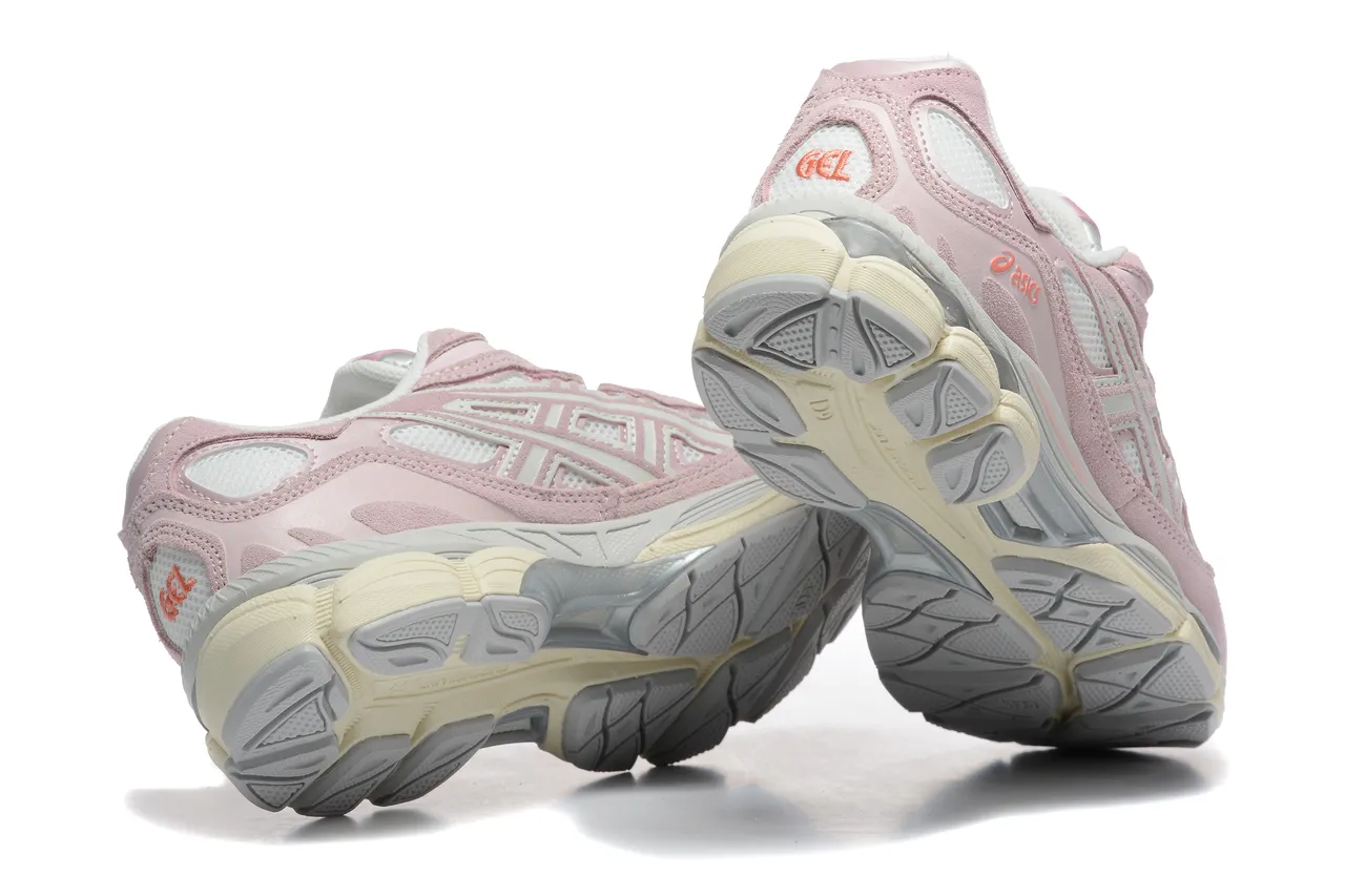 ASICS أحذية الجري وردي أبيض غام شبكة علوية طبقات تركيبية متداخلة 5