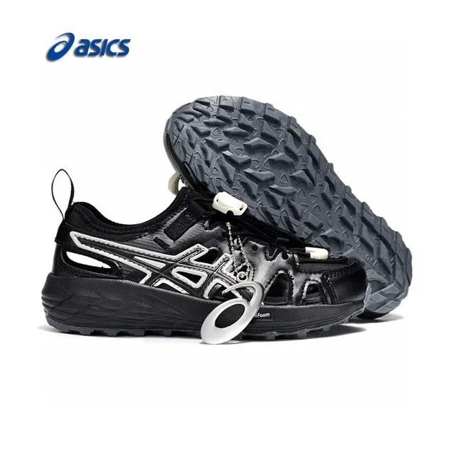 ASICS White Black Caged Midfoot Overlay Aggressive Lug Outsole Sneakers 5