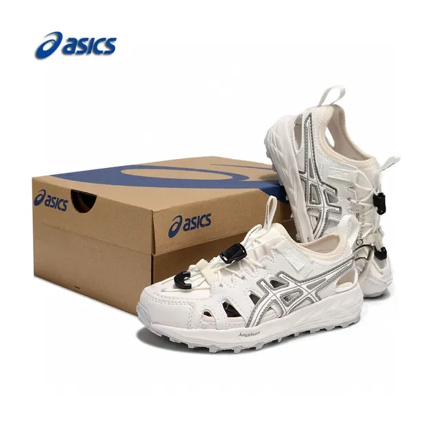 ASICS White Black Caged Midfoot Overlay Aggressive Lug Outsole Sneakers 9