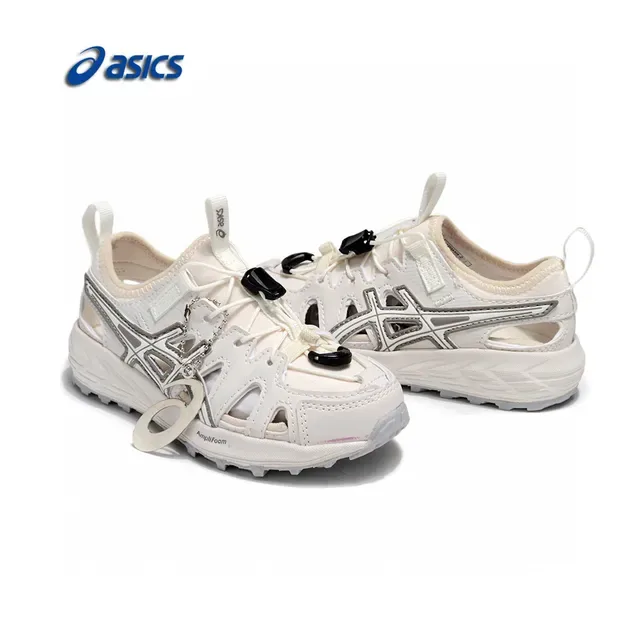 ASICS White Black Caged Midfoot Overlay Aggressive Lug Outsole Sneakers 12