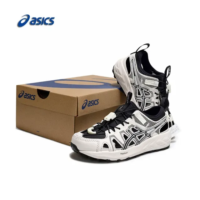 ASICS White Black Caged Midfoot Overlay Aggressive Lug Outsole Sneakers 21