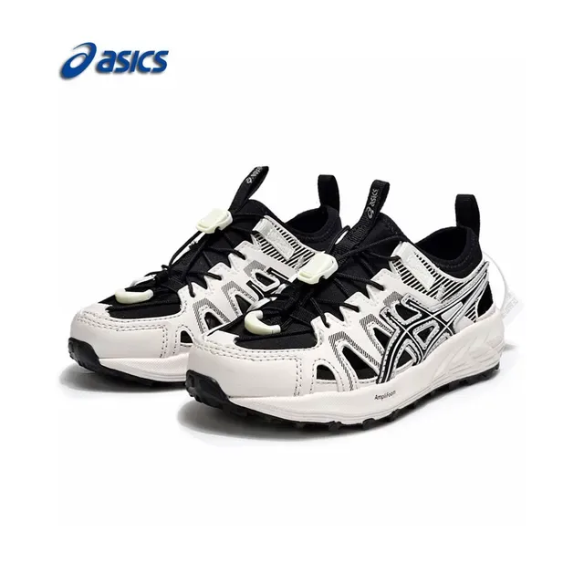ASICS White Black Caged Midfoot Overlay Aggressive Lug Outsole Sneakers 22