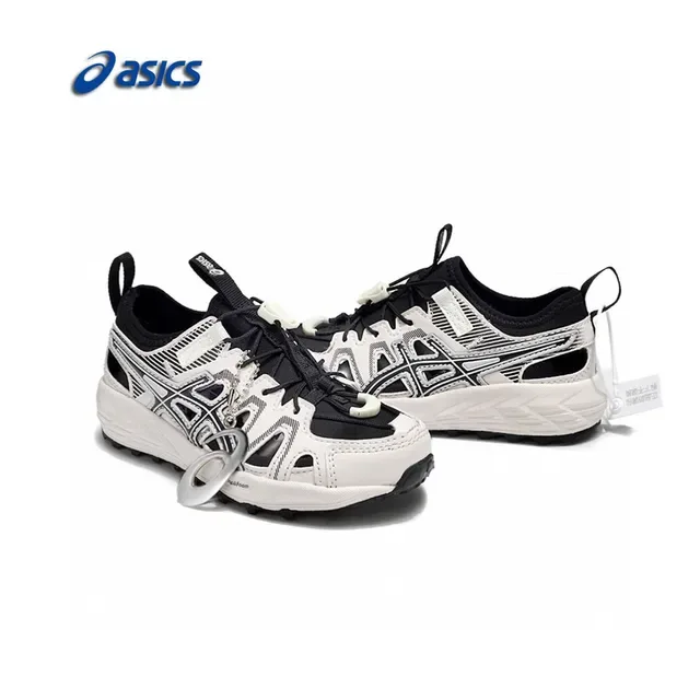 ASICS White Black Caged Midfoot Overlay Aggressive Lug Outsole Sneakers 24