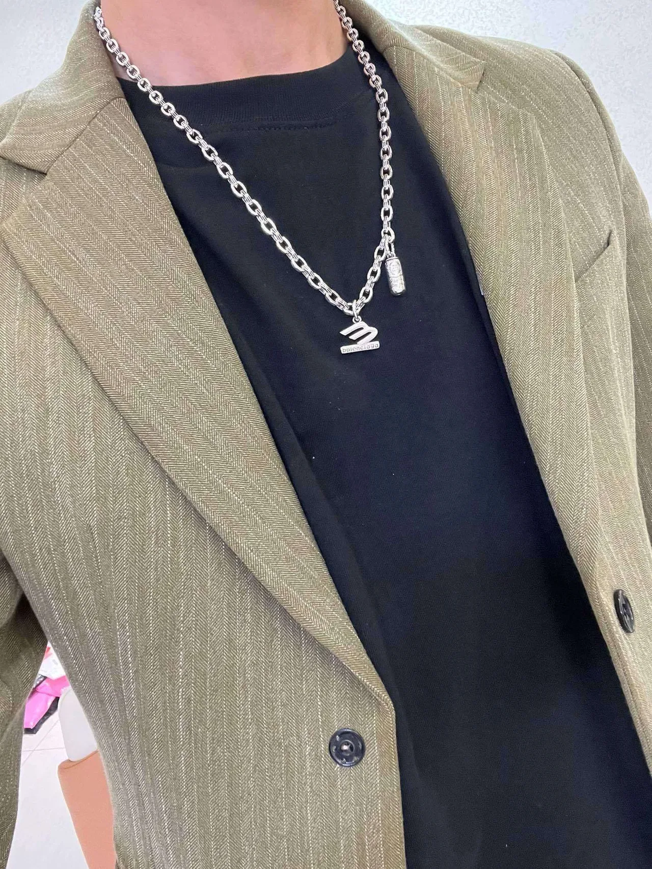 Balenciaga B Chain 银色 Logo Pendant 项链 8