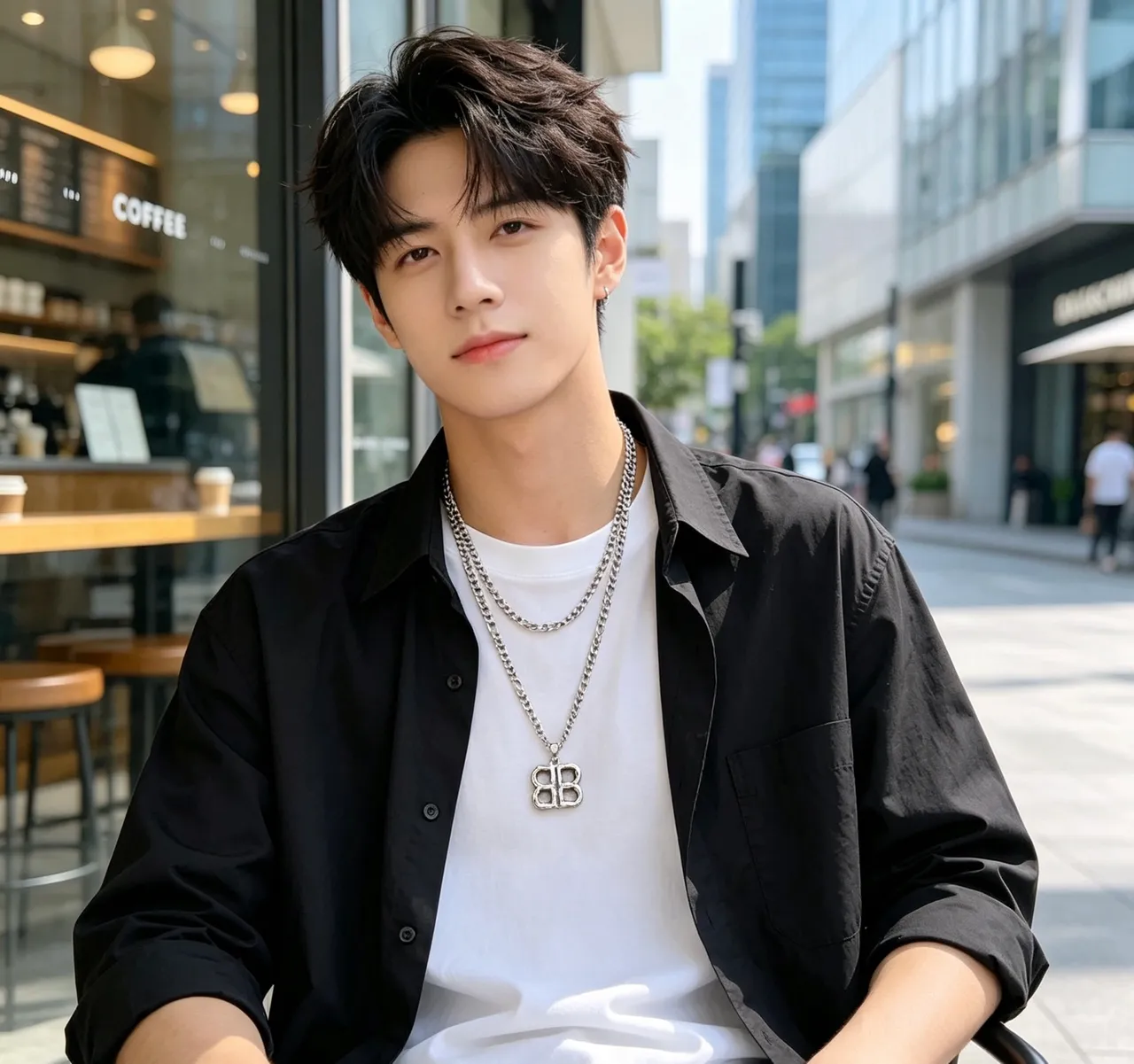 Balenciaga BB and B Pendant রূপালি ধূসর হ্যামার্ড মেটাল ফিনিশ ফিগারো চেইন নেকলেস 2