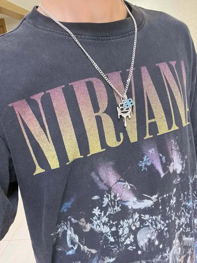 Balenciaga BB Drip Collier Chaîne Curb Argent Bleu 2