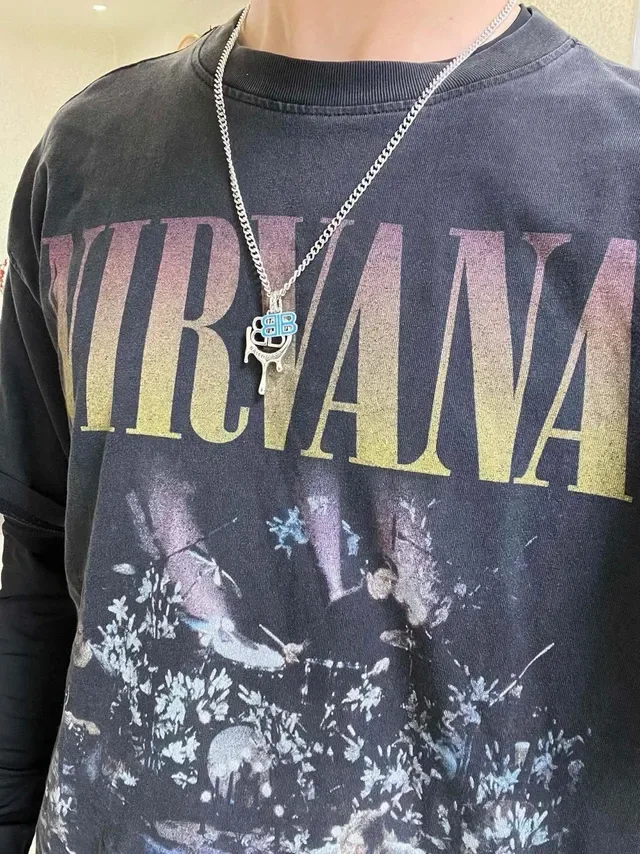 Balenciaga BB Drip Collier Chaîne Curb Argent Bleu 5