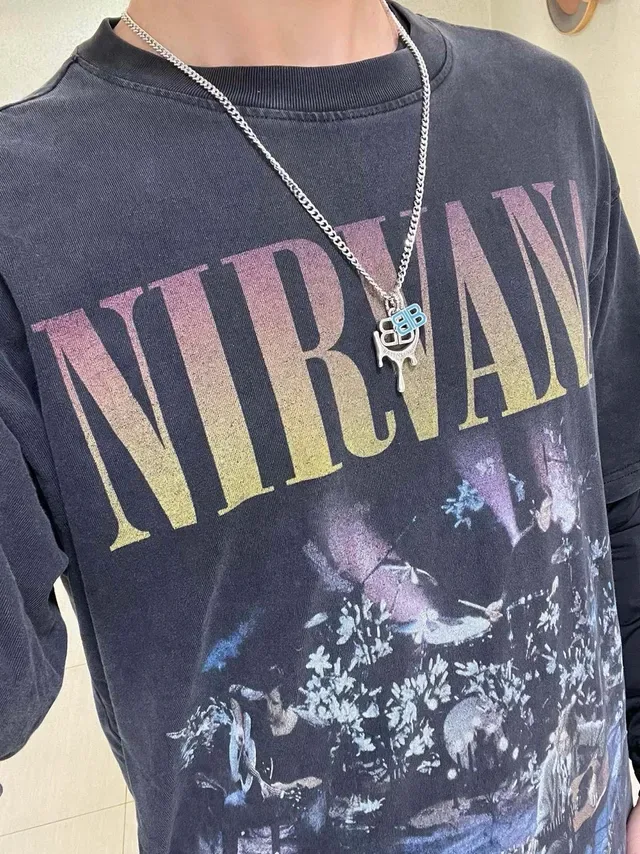 Balenciaga BB Drip Collier Chaîne Curb Argent Bleu 8