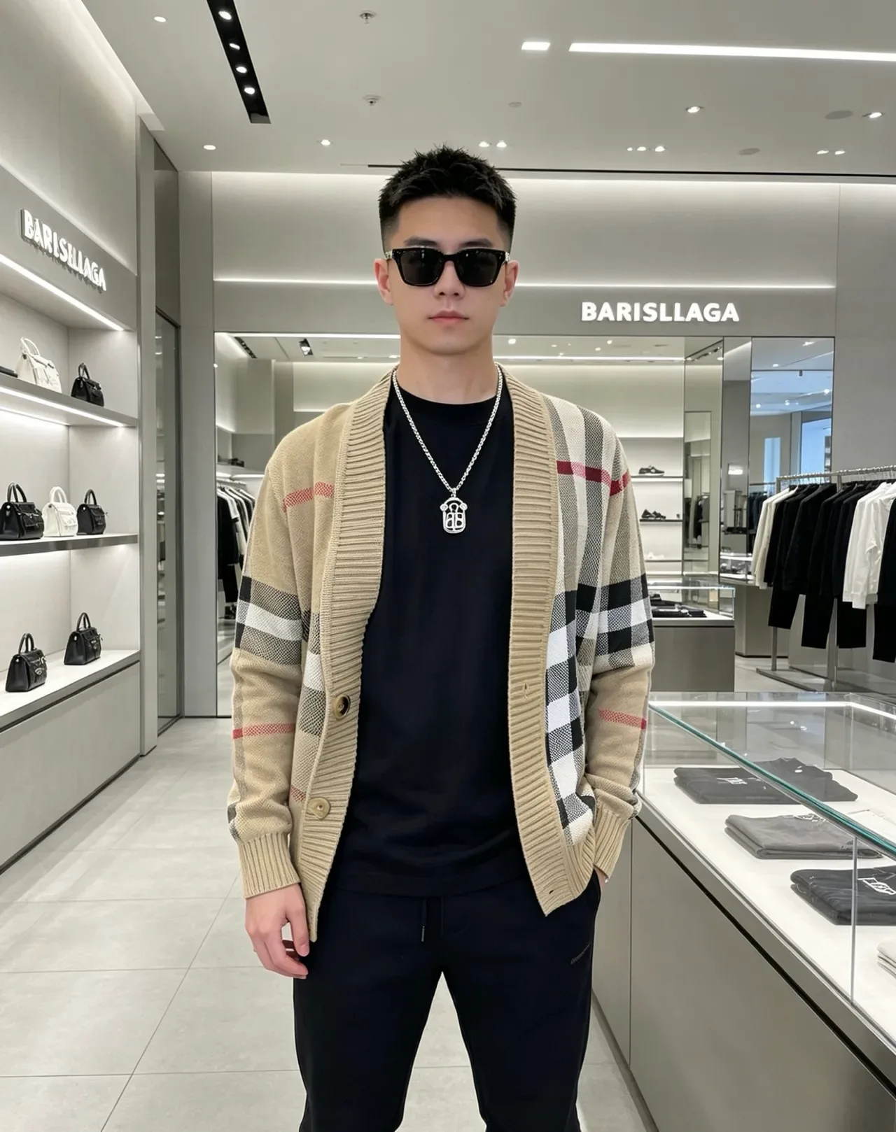 Collier Balenciaga BB Monogramme Bouclier Pendentif 8