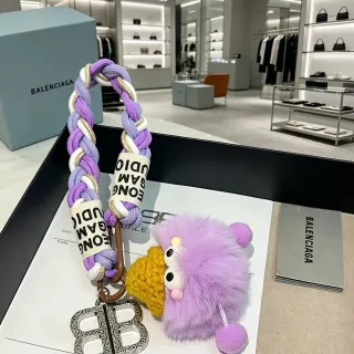 Balenciaga BB Monster Purple White Braided Rope Strap Reversed Logo Tape Handbag
