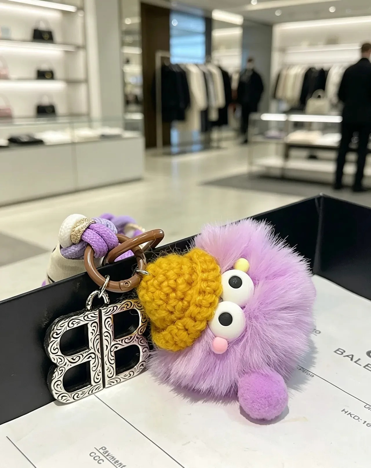 Balenciaga BB Monster أرجواني أبيض حبل مضفر حزام شريط شعار معكوس حقيبة يد 3