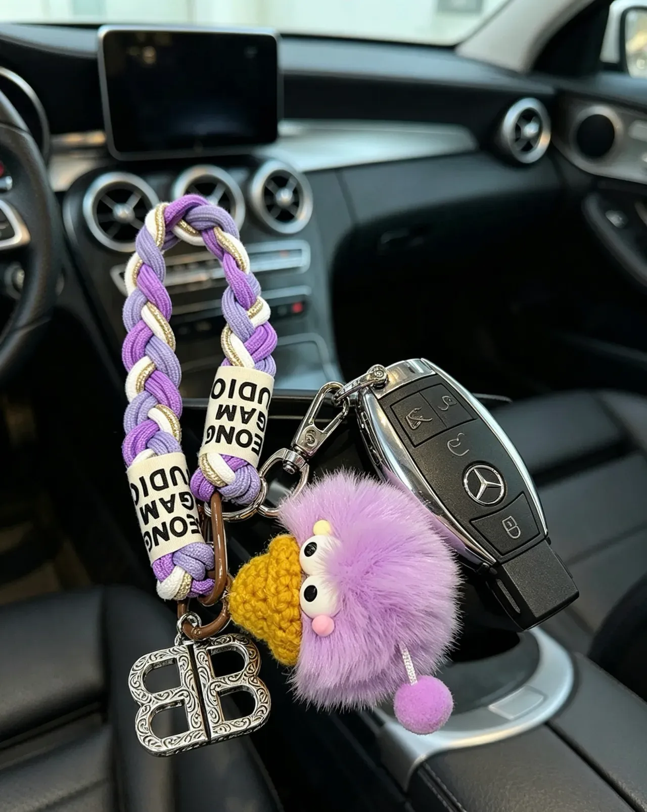 Balenciaga BB Monster أرجواني أبيض حبل مضفر حزام شريط شعار معكوس حقيبة يد 4
