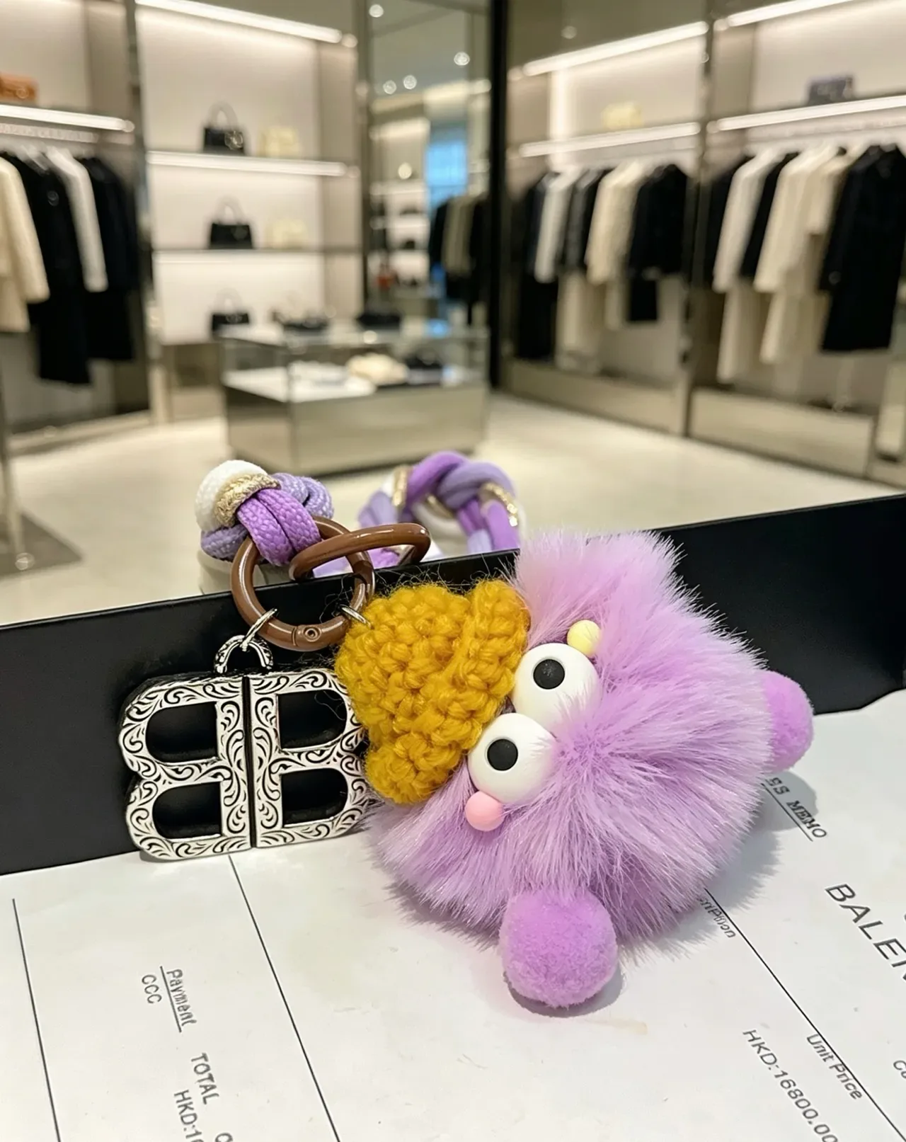 Balenciaga BB Monster أرجواني أبيض حبل مضفر حزام شريط شعار معكوس حقيبة يد 7