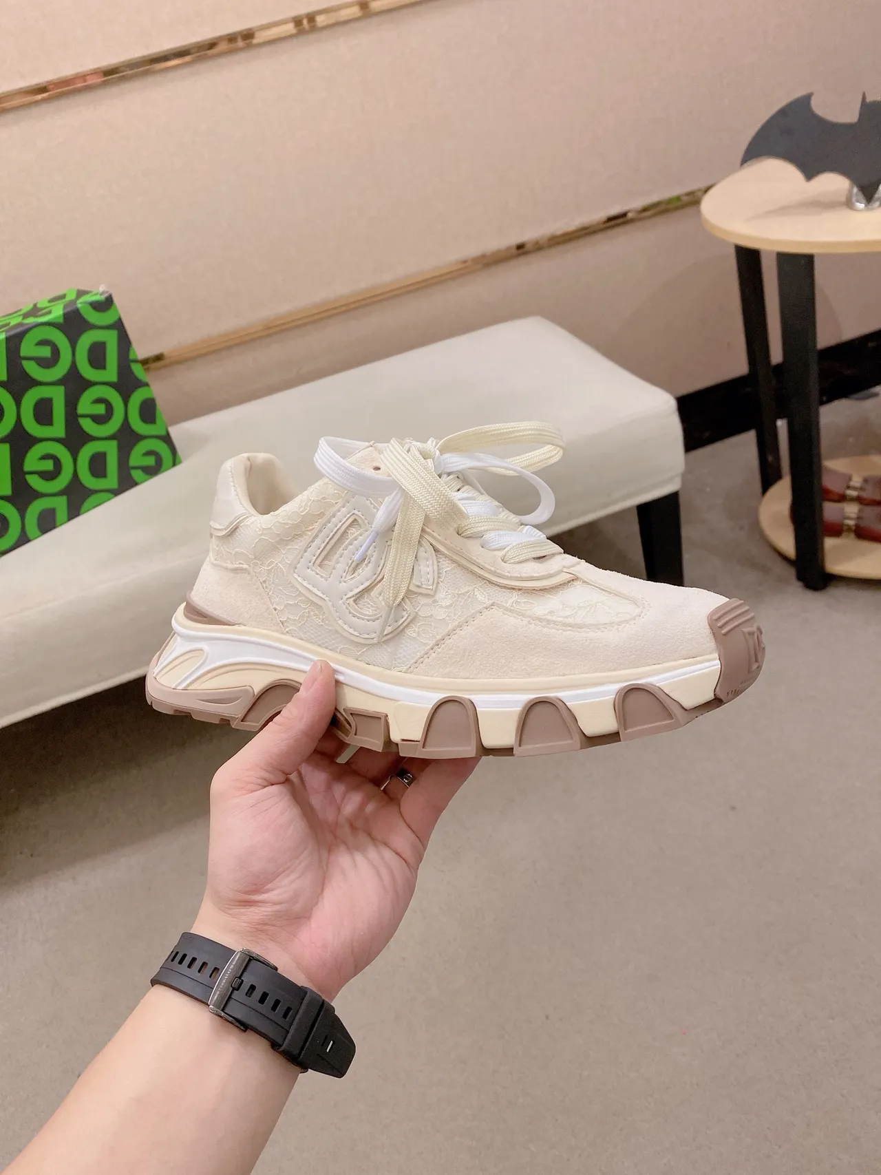 Balenciaga Beige White Sculpted Sole Lace-Up Low-Top Chunky Sneakers 5