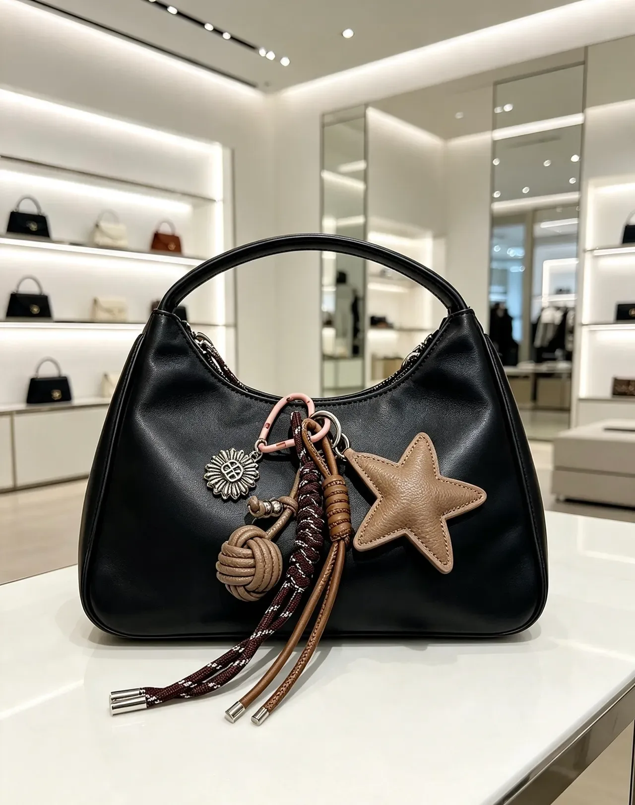 Balenciaga Black Beige Structured Leather Top-Handle Handbag 9