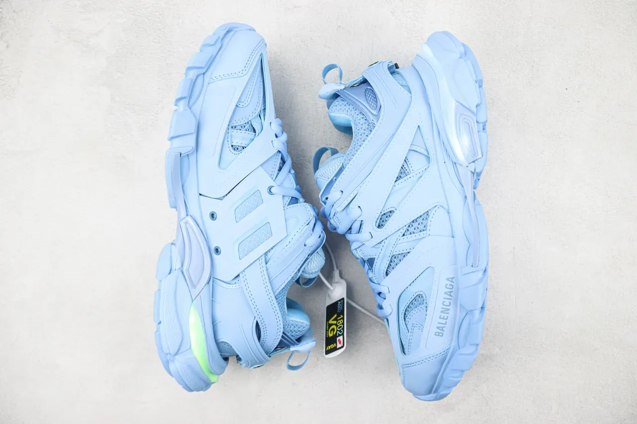 Balenciaga Chaussures Chunky à Semelle Bleu Vert et Construction de Cage en Couches 2