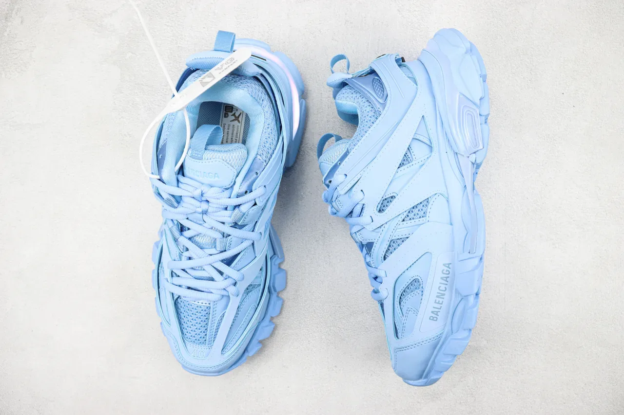 Balenciaga Chaussures Chunky à Semelle Bleu Vert et Construction de Cage en Couches 3