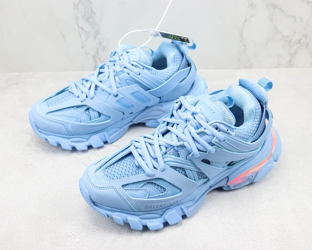 Balenciaga Chaussures Chunky à Semelle Bleu Vert et Construction de Cage en Couches 4