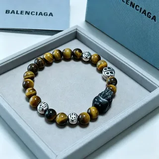 Balenciaga Pulseira Marrom Preto com Contas de Olho de Tigre