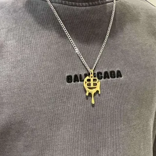 Balenciaga Embroidered Logo Washed Gray Ribbed Crewneck Sweater