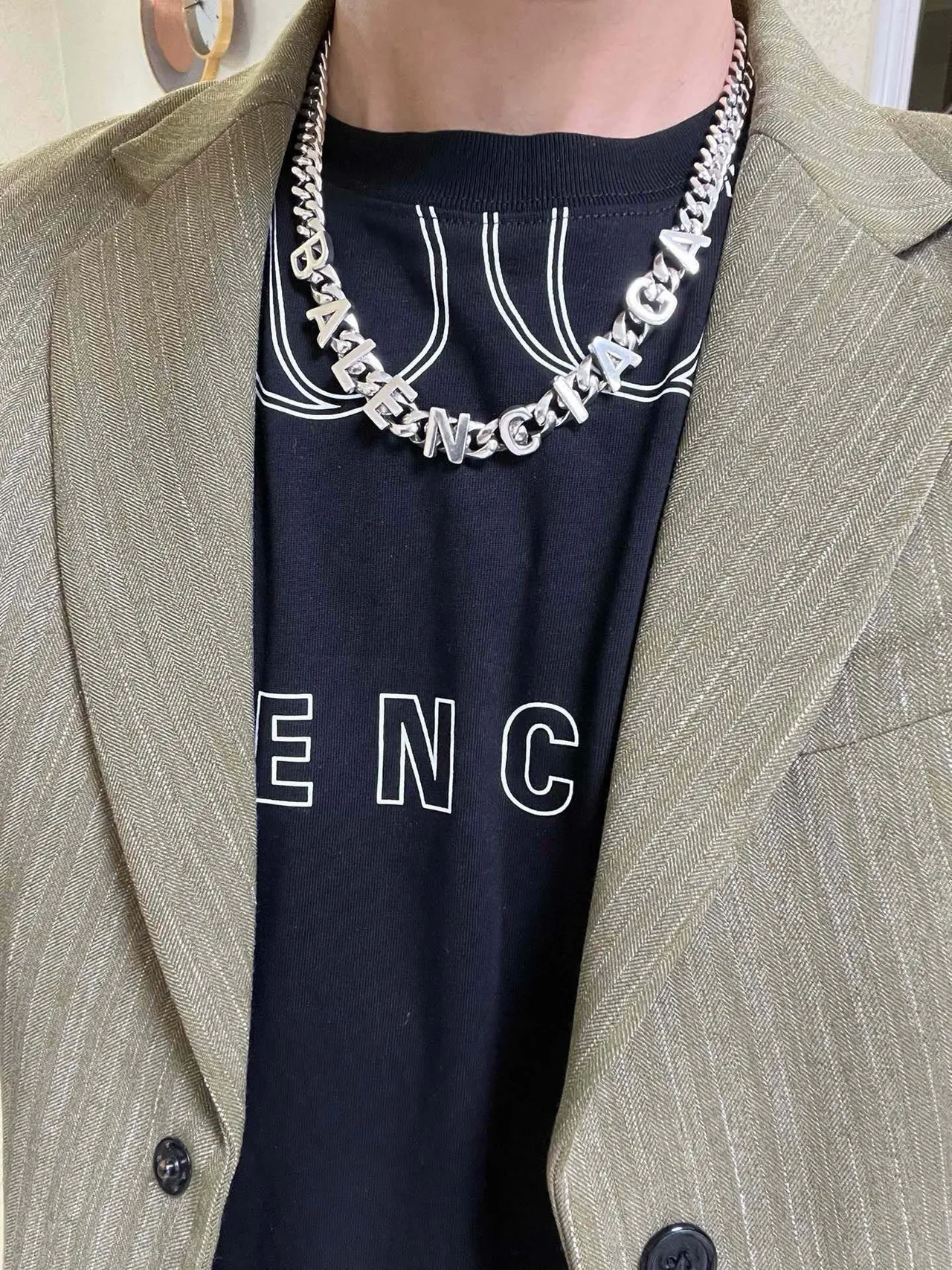 Balenciaga Logo Chain Silver Chunky Curb Integrated Lettering Necklace 2