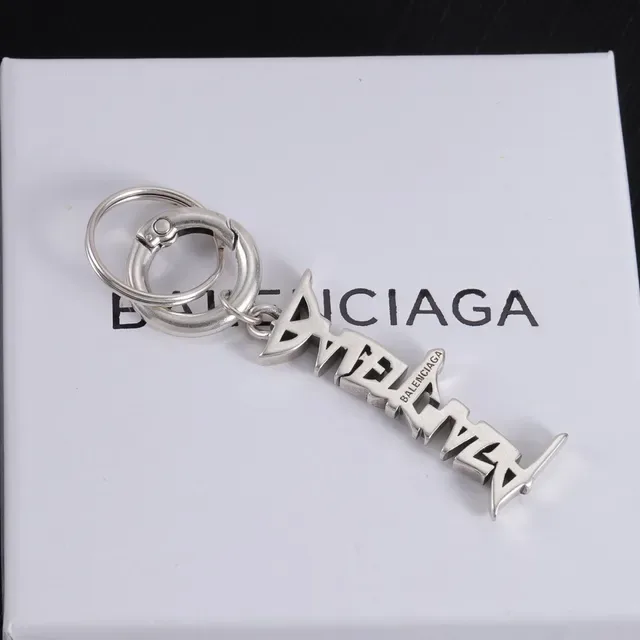 Balenciaga Logo Llaveros Colgantes Plata Metálica Joyería 2